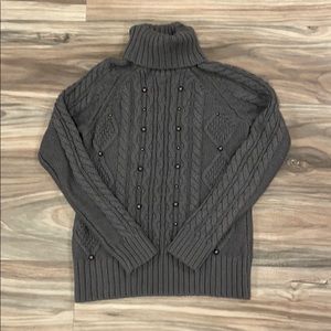Gray Relativity Cable Knit Turtleneck Sweater